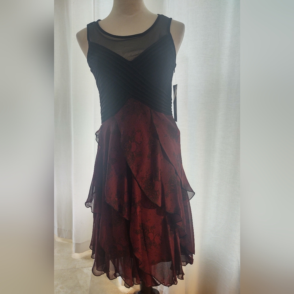 Bobbie Bee Elegant Black and Red Layered Dress